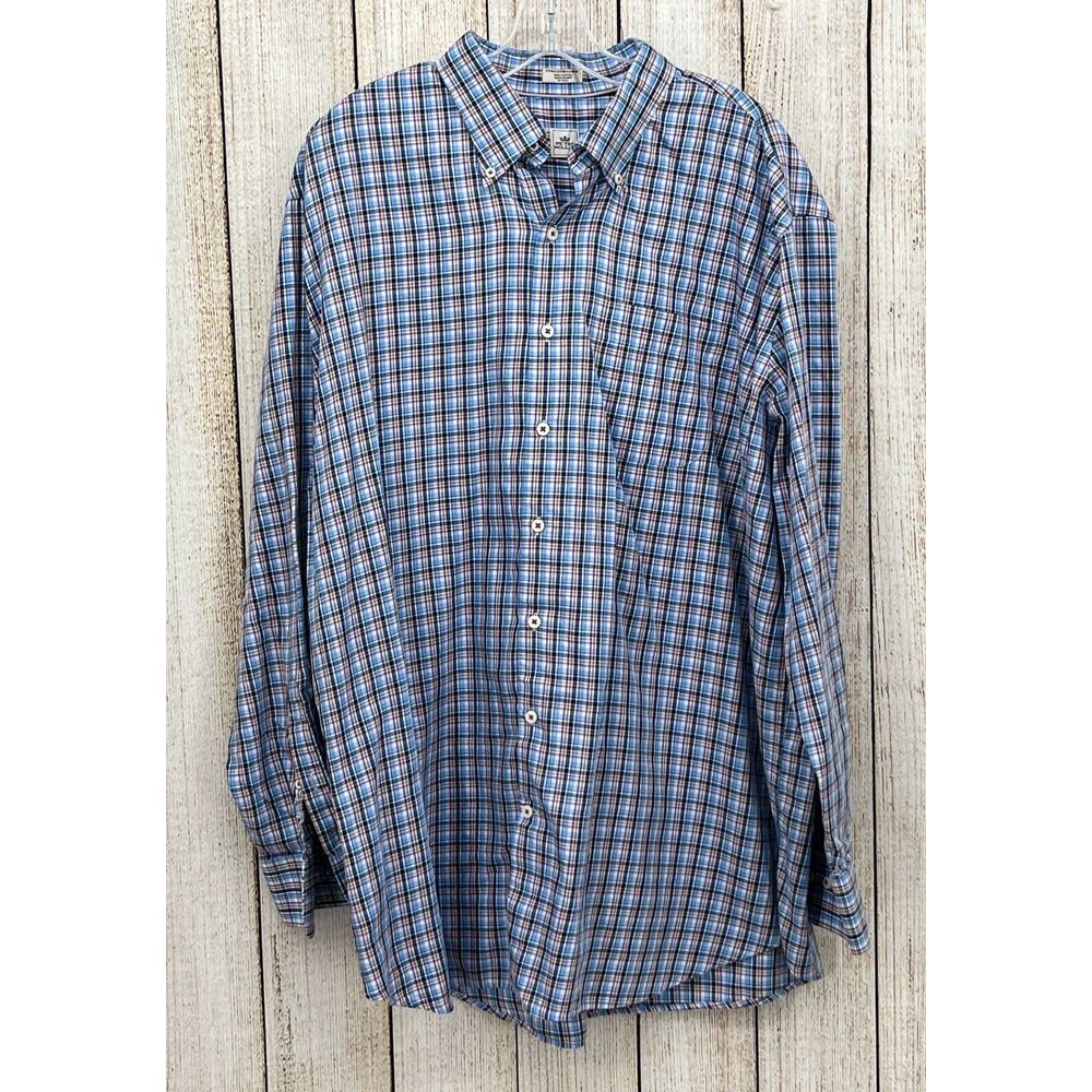Peter Millar Shirt Mens Size XXL‎ Long Sleeve Button Down Plaid Collared Pocket